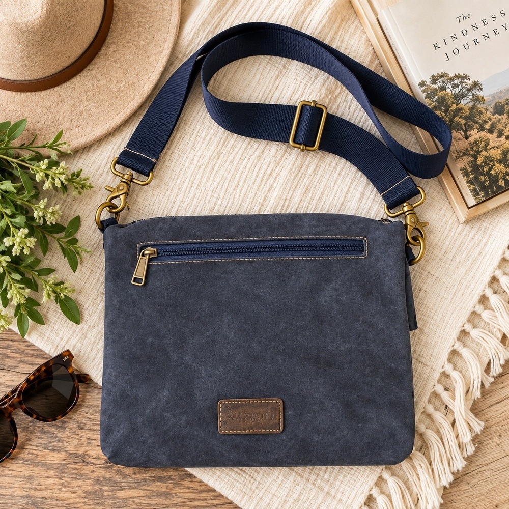 Cargoit Crossbody Messenger Bag Navy Blue Olive Green Waxed Canvas Foldover